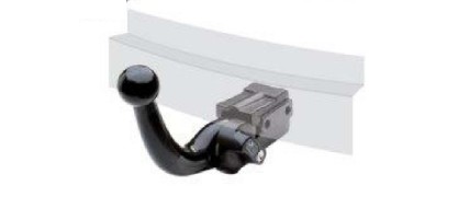 Gancio traino smontabile orizzontale posizionato sotto il paraurti di un'auto, rimovibile per un design discreto.